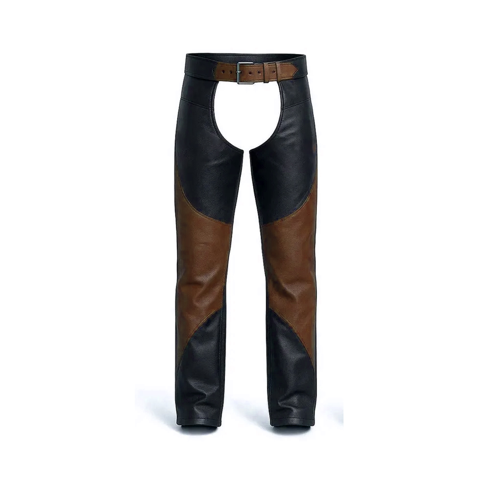 Premium Cowhide Leather Motorbike Chaps with Adjustable Fit